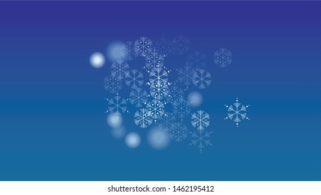 Falling Snowflakes on Christmas Background.  Element of Design with Snow for a Postcard, Invitation Card, Banner, Flyer.  Vector Falling Snowflakes on a  Winter Background
