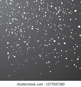 Falling snowflakes on dark background. Christmas snow. Vector illustration.