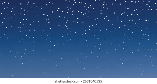 A falling snowflakes on dark blue gradient background create peaceful winter scene, perfect for seasonal designs and festive holiday themes