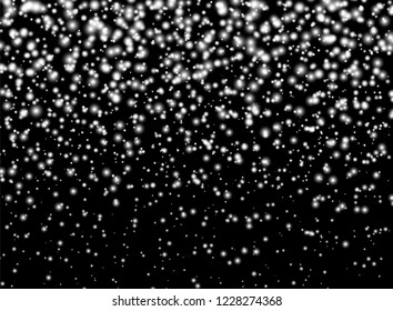 Falling snowflakes on isolated background. Overlay design element. Christmas decorations. Vector illustration.