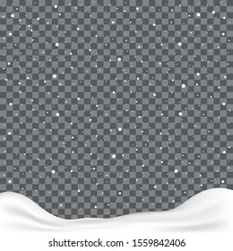 Falling snowflakes or snowflakes on transparent background. Vector illustration