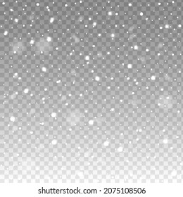 Falling snowflakes on transparent background. Vector illustration
