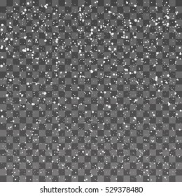 Falling snowflakes on transparent background