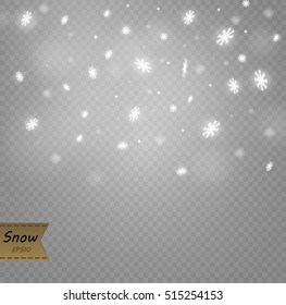 falling snowflakes on a transparent background.snow.vector illustration