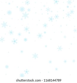 Falling snowflakes on white background. Winter Vector