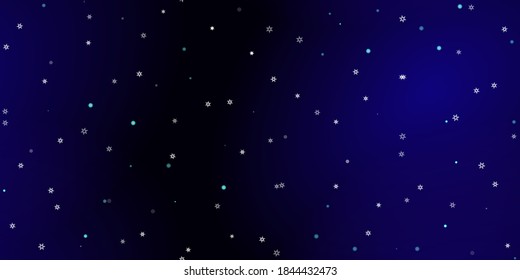 Falling Snowflakes seamless pattern. Illustration with flying snow, frost, snowfall. Winter seamless print for christmas celebration on blue night background. Holiday Vector illustration for New Year