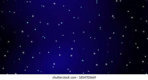 Falling Snowflakes seamless pattern. Illustration with flying snow, frost, snowfall. Winter seamless print for christmas celebration on blue night background. Holiday Vector illustration for New Year