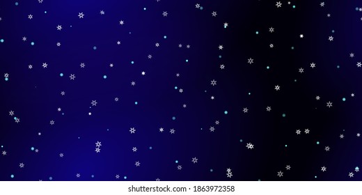 Caer Copos de nieve sin fisuras. Ilustración con nieve voladora, heladas, nevadas. Impresión perfecta de invierno para celebración de navidad en fondo azul de noche. Ilustración de vectores de vacaciones para Año Nuevo