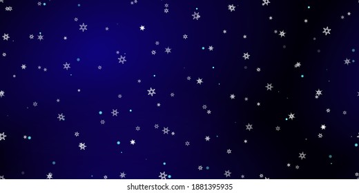Falling Snowflakes seamless pattern. Illustration with flying snow, frost, snowfall. Winter seamless print for christmas celebration on blue night background. Holiday Vector illustration for New Year 