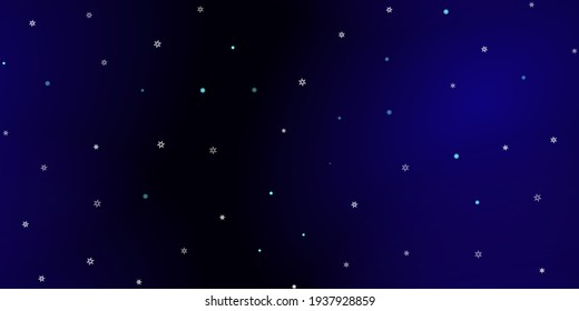 Falling Snowflakes seamless pattern. Illustration with flying snow, frost, snowfall. Winter seamless print for christmas celebration on blue night background. Holiday Vector illustration for New Year 