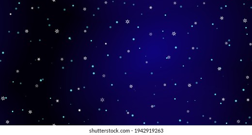 Falling Snowflakes seamless pattern. Illustration with flying snow, frost, snowfall. Winter seamless print for christmas celebration on blue night background. Holiday Vector illustration for New Year 