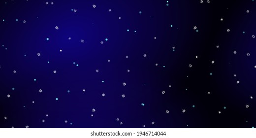Fallende Schneeflocken nahtloses Muster. Illustration mit fliegendem Schnee, Frost, Schneefall. Winternahtloser Druck für Weihnachten auf blauem nächtlichem Hintergrund. Holiday Vector Illustration für Neujahr 
