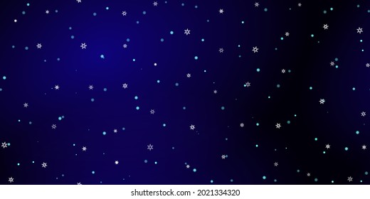 Falling Snowflakes seamless pattern. Illustration with flying snow, frost, snowfall. Winter seamless print for christmas celebration on blue night background. Holiday Vector illustration for New Year 