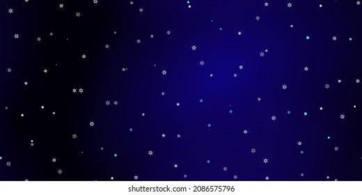 Caer Copos de nieve sin fisuras. Ilustración con nieve voladora, heladas, nevadas. Impresión perfecta de invierno para celebración de navidad en fondo azul de noche. Ilustración de vectores de vacaciones para Año Nuevo 