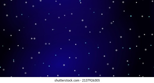 Falling Snowflakes seamless pattern. Illustration with flying snow, frost, snowfall. Winter seamless print for christmas celebration on blue night background. Holiday Vector illustration for New Year 