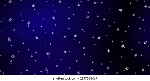 Falling Snowflakes seamless pattern. Illustration with flying snow, frost, snowfall. Winter seamless print for christmas celebration on blue night background. Holiday Vector illustration for New Year 