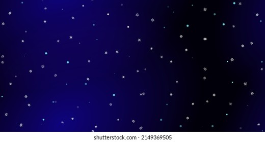 Caer Copos de nieve sin fisuras. Ilustración con nieve voladora, heladas, nevadas. Impresión perfecta de invierno para celebración de navidad en fondo azul de noche. Ilustración de vectores de vacaciones para Año Nuevo 