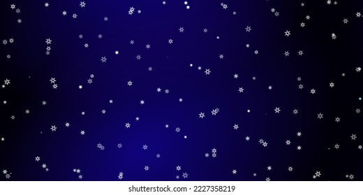 Caer Copos de nieve sin fisuras. Ilustración con nieve voladora, heladas, nevadas. Impresión perfecta de invierno para celebración de navidad en fondo azul de noche. Ilustración de vectores de vacaciones para Año Nuevo 