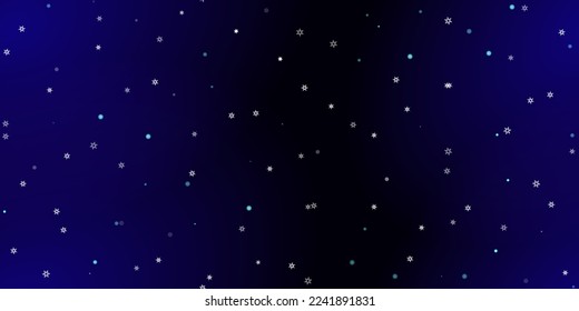 Falling Snowflakes seamless pattern. Illustration with flying snow, frost, snowfall. Winter seamless print for christmas celebration on blue night background. Holiday Vector illustration for New Year 