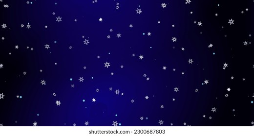 Fallende Schneeflocken nahtloses Muster. Illustration mit fliegendem Schnee, Frost, Schneefall. Winternahtloser Druck für Weihnachten auf blauem nächtlichem Hintergrund. Holiday Vector Illustration für Neujahr 