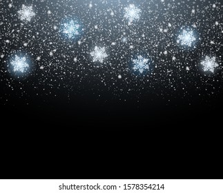 Falling snowflakes, snow, on isolated background. Christmas vector illustration.