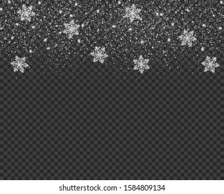 Falling snowflakes, snow, on isolated background. Christmas vector illustration.
