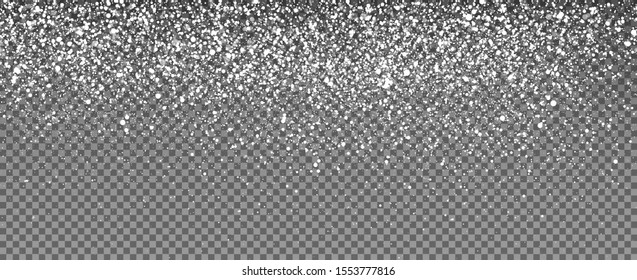 Falling snowflakes. Snowfall. Falling snowflakes in different shapes and forms isolated on transparent background. Christmas snow for the new year. Winter Christmas background. Xmas snowflake