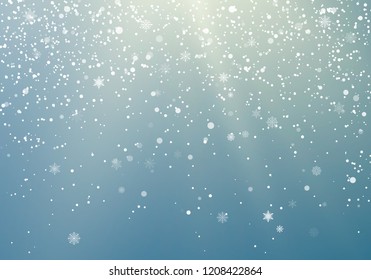 Falling Snowflakes transparent background. Winter pattern with crystallic snowflakes. Christmas and New Year background. Vector illustration