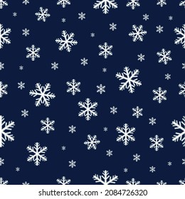 Falling Snowflakes Vector Seamless Pattern.