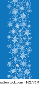 Falling Snowflakes Vertical Border Seamless Pattern Background