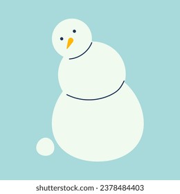 Falling snowman character. Winter Snowball. Outdoor activity. Vector illustration