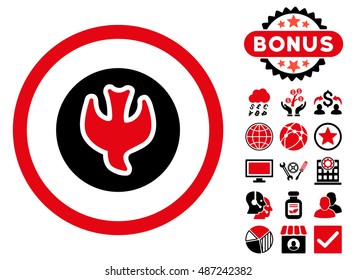 Falling Soul icon with bonus symbols. Vector illustration style is flat iconic bicolor symbols, intensive red and black colors, white background.