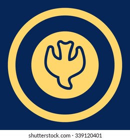 Falling Soul vector icon. Style is flat rounded symbol, yellow color, rounded angles, blue background.