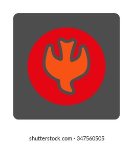 Falling Soul vector icon. Style is flat rounded square silver button with red symbol, white background.