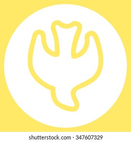 Falling Soul vector icon. Style is flat symbol, white color, rounded angles, yellow background.