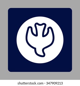Falling Soul vector icon. Style is flat rounded square button, white and dark blue colors, silver background.