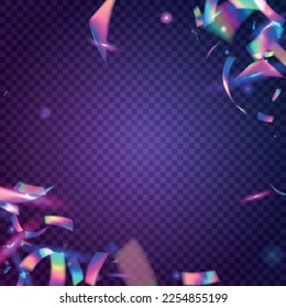 Falling Sparkles. Blue Blur Glare. Digital Foil. Retro Abstract Illustration. Transparent Tinsel. Metal Flyer. Unicorn Art. Neon Glitter. Purple Falling Sparkles