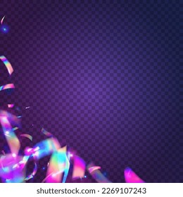 Falling Sparkles. Digital Foil. Shiny Design. Purple Retro Background. Party Christmas Gradient. Cristal Texture. Bright Art. Rainbow Glitter. Pink Falling Sparkles