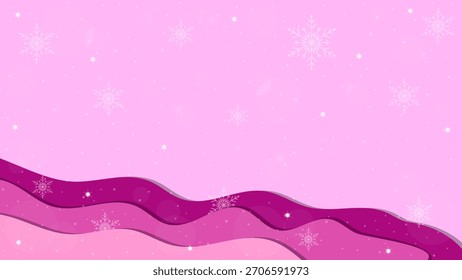 Caída Y Espumosos Copos De Nieve En Invierno Sobre Un Fondo Rosa