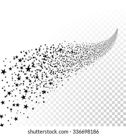 Falling Sparkling Stars Trail On Transparent Background. Glitter Comet Tail.