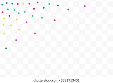 Falling Splash Carnaval Vector Transparent Background. Celebrate Dust Backdrop. Celebration Polka Wallpaper. Happy Circle Christmas Invitation.