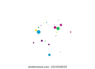 Falling Splash Carnaval Vector White Background. Flying Dust Backdrop. Fun Stars Background. Happy Circle and Star Decoration Design.