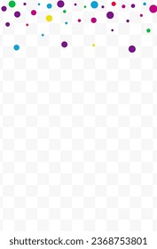 Falling Splash Decoration Vector Transparent Background. Celebration Dust Banner. Christmas Rain Background. Rainbow Polka Carnival Pattern.