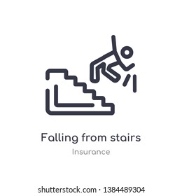 falling from stairs outline icon. isolated line vector illustration from insurance collection. editable thin stroke falling from stairs icon on white background