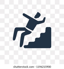 Falling from stairs vector icon isolated on transparent background, Falling from stairs transparency concept can be used web and mobile