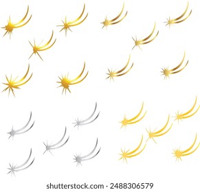 falling star 5 pcs vector illustration. 
Good for banner, poster, greeting card, party card, invitation, template, advertising, campaign, and social media. 
