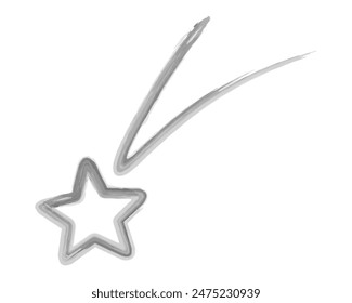 Estrella en caída. Asteroide. Boceto. Dibujo de acuarela dibujado a mano. Ilustración vectorial. Un cuerpo celestial deja un rastro. Contorno sobre fondo blanco aislado. Estilo Doodle. 