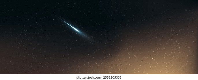 Falling star background. Astrology horizontal backdrop. Stardust in galaxy. Vector Illustration.