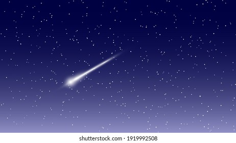 Falling star in blue sky. Vector illustration