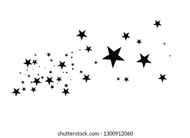 Falling star. Cloud of stars isolated on white background. Vector illustration. Meteoroid, comet, asteroid, stars.